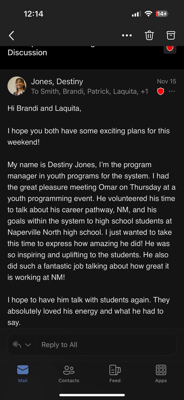 Destiny Jones praise email